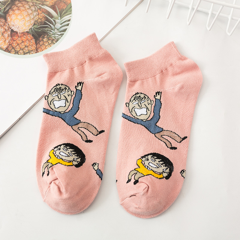 Cotton Socks Female Cartoon-mouth Shallow Mouth Socks Solid Color Cotton Socks Student Socks